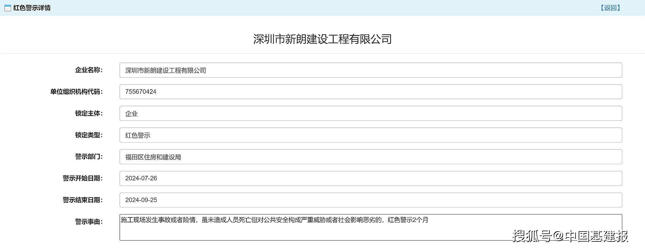 新2网址_深圳市新朗建设工程有限公司及相关人员再次被红色警示2个月